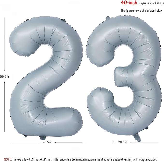 40 In Matte gray Number Balloons Helium Foil Mylar Balloon Birthday Party banquet Decoration 23