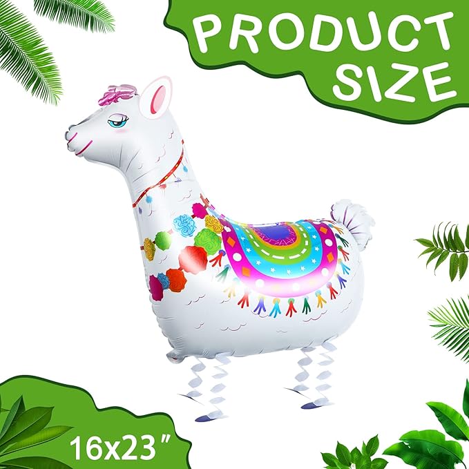 Sosation 6 Pcs Walking Llama Animal Balloons Self Standing Lovely White Alpaca Llama Foil Balloons for Mexican Fiesta Themed Party Birthday Party Bridal Shower Wedding Decorations