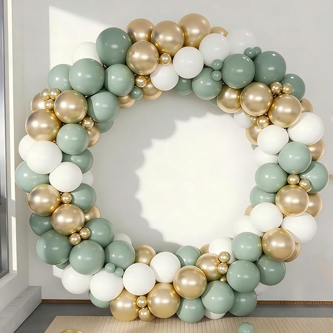 Spring Balloon Garland Arch Kit 160Pcs Sage Green White and Gold Latex Balloons for Baby in Bloom Baby Shower Woodland Jungle Safari Wedding Birthday Party Decoration