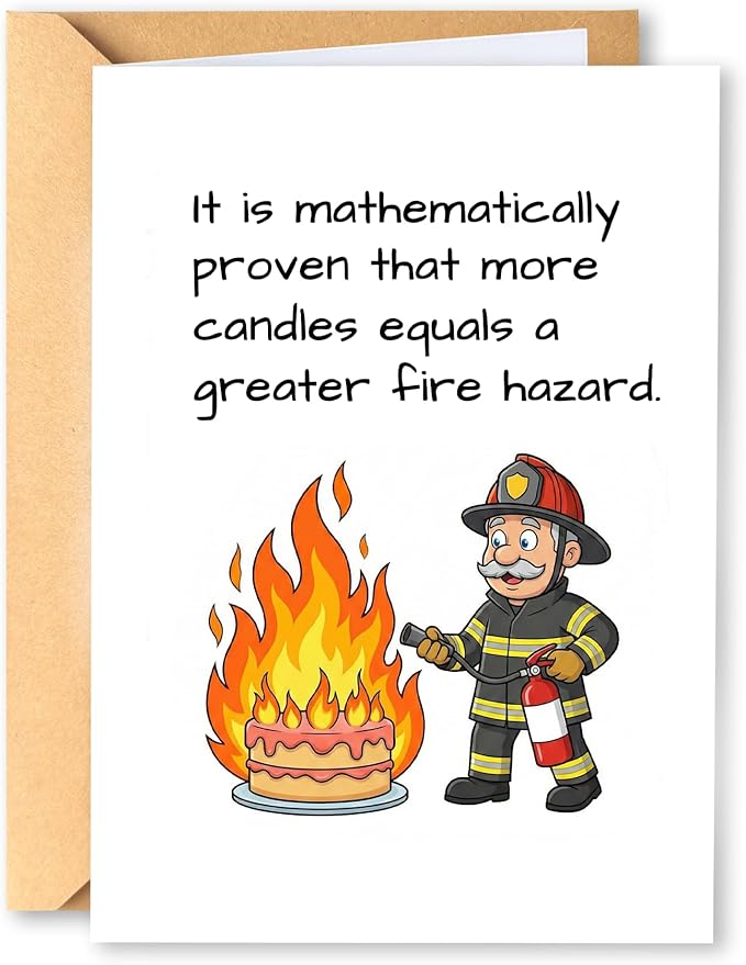 KINGNAME Funny Over the Hill Birthday Card for Older Adults, Fire Hazard Candle Joke, Humorous Greeting Card for Men Women, Gag Gift for Milestone Bday