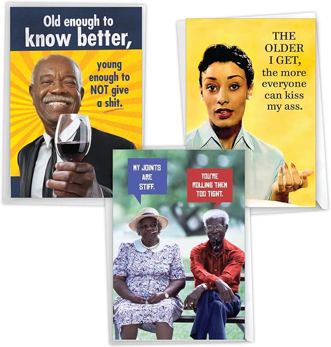 NobleWorks Assortment Pack of 3 Humorous Birthday Greeting Cards w/Envelopes (3 Designs, 1 Each) Colorful Fun VC10237BDG-C1x3-ET
