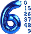 6 Balloon Number 40 Inch, 6 7 Birthday Decorations, 6 Year Old Birthday Balloon for Boy Girl, Navy Blue 16 26 60 65 Numbers Balloons Birthday Party