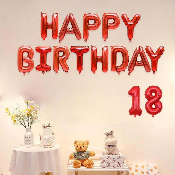 2 Set 20 Pcs Number Balloons 16 Inch Red 0-9 Number Mylar Foil Balloons Red Custom Digital Balloons for Birthday Party Engagement Graduations Anniversary Baby Shower Decor Party Supplies