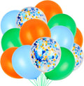 Orange Blue and Green Latex Balloons with Confetti Balloons for Dinosaur Baby Shower Birthday Party(80 Packs)