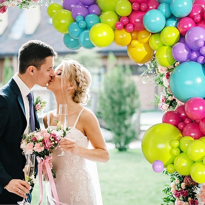 Rainbow Balloons Garland Arch Kit, 146Pcs 5 Assorted Color Latex Balloon Different Sizes 18 12 10 5 Inch for Gender Reveal Baby Shower Wedding Birthday Party Decoration
