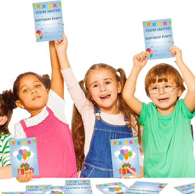 30 Pack Birthday Party Invitations Set Boys Girls Kids Invite Cards with Envelopes Printed Birthday Invitations Supplies with Sticker Labels Decorations for Surprise Party Baby Shower Boys Party