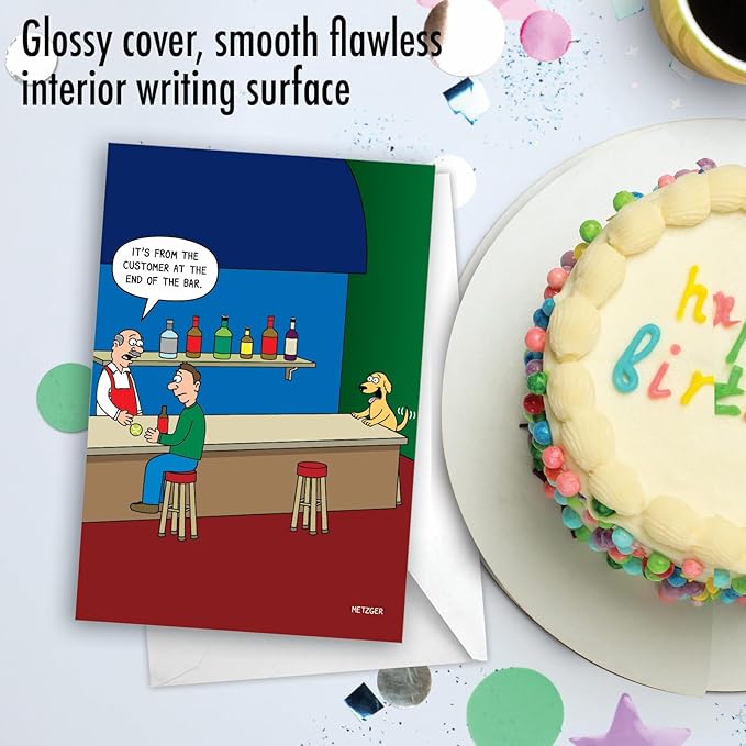 NobleWorks - 1 Funny Animal Card for Birthdays - Pet Cat and Dog Humor, Birthday Notecard with Envelope - Dog Customer C3672BDG