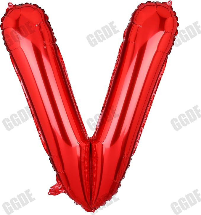 40 Inch Big Red Letter Balloons Foil Mylar Wedding Bachelorette Wedding Birthday Bridal Shower Anniversary Celebration Graduation Party Decoration Alphabet V (A-Z)