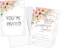 Zodvery Surprise 85th Birthday Party Invitations Cards - 85 Years old Rose Floral Pink Theme Party Supplies for Adult, Woman or Man - 20 Fill in Birthday Party Invitations and 20 Envelopes set/67