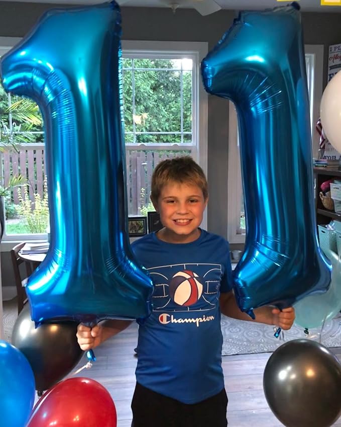 Navy Blue Number 11 Balloon 40 inch, 11 Number Balloons, 11th Navy Blue Birthday Decorations, 11 Year Old Girls Boys Blue Party Supplies