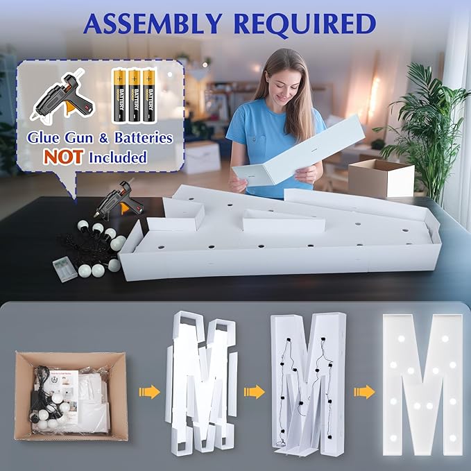Big Marquee Light-up Letter Decorations: 4 Feet Tall Large Letters M Marry Me Proposal Gender Reveal Alphabet 4FT Sign Graduation Party Wedding Engagement Anniversary HOCO Decor Mosaic Balloon