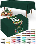 Pureegg Plastic Table Cloth Disposable 10 Pack, 54 x 108 Inch Table Cloths, St Patricks Day, Christmas Decorations, Drak Green Tablecloths, Rectangle, Plastic Cover, Leakproof & Sturdy, Emerald Green