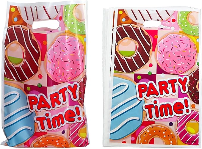 YYaaloa 30pcs Goodie Bags Party Favor Bags Donut Plastic Candy Gift Bags Bulk for Birthday Baby shower Return Gift (Donut 30pcs)