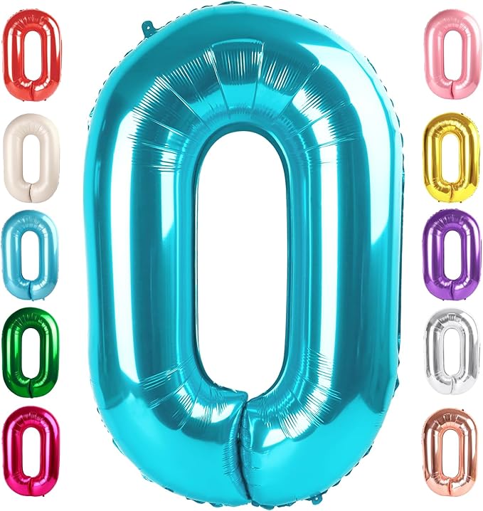 Number 0 Balloons 40 Inch Light Blue Number Balloons for 10 20 30 40 50 60 70 80 90 100 Numbers Balloon Birthday Decorations Wedding Event Baby Shower