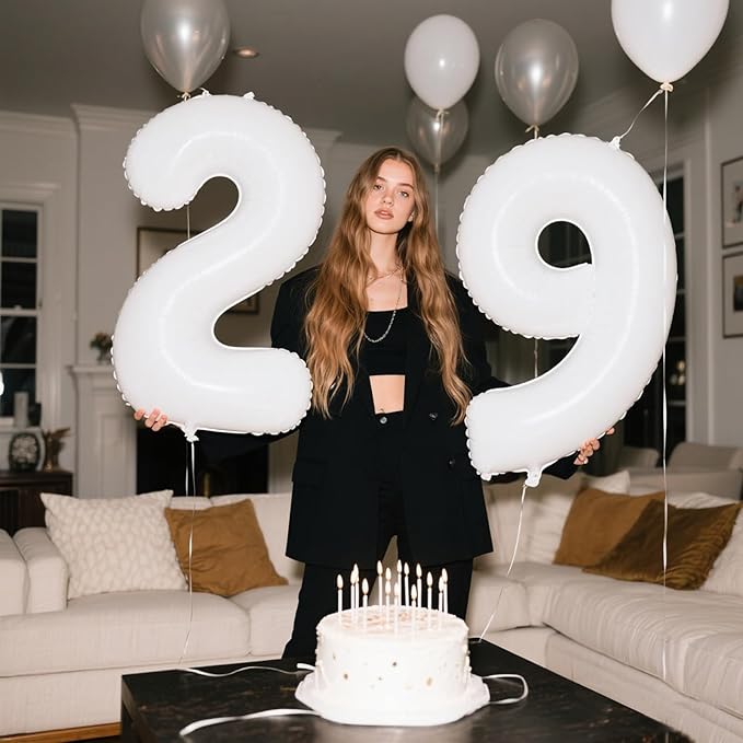 40 Inch White 9 Balloon Translucent Number Balloons 9th Giant Birthday Decorations for Boys Girls,19th 29th White Birthday Wedding Party Decorations Supplies