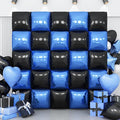 Black Blue Square Foil Balloon Wall,25Pcs Double Sided Foil Balloons Backdrop Helium Polyester Tunnel Arch Garland Kit for Birthday Bridal Anniversary Baby Shower Party Decorations