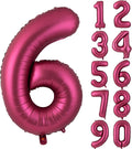 Number 6 Balloons 40 Inch Wine Red Burgundy Foil Helium Large Balloons for Birthday Party Anniversary Decorations（Digital 6）