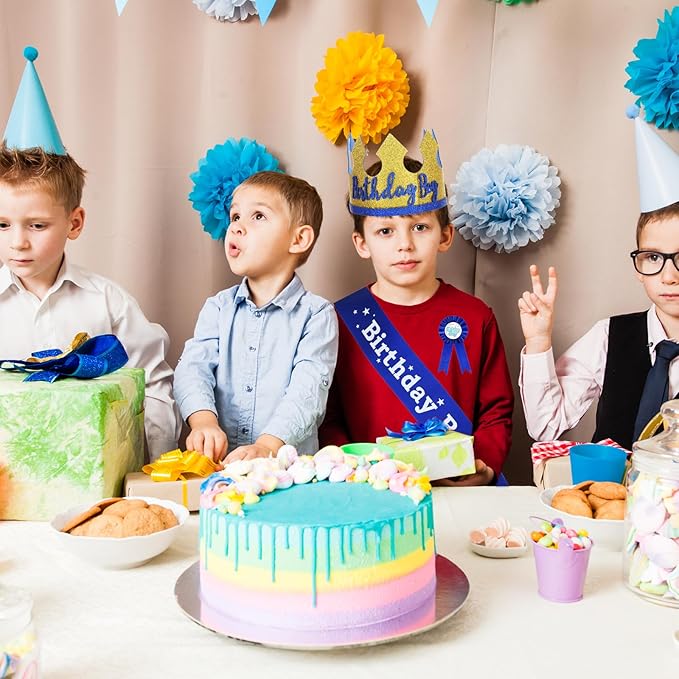 Birthday Boy Hat, Prince Crown Birthday Boy Party Accessory Supplies King Crown Boys Birthdays Party Dress-Up Set for Boys Birthdays Party Decoration