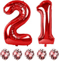 21st Birthday Balloons for Her Red, 40 Inch Giant Red Foil Number 21 Balloons with Red Confetti Balloons Kit, Digit 2 & 1 Helium Balloons for Boys Girls Women 12th 21st Anniversary Party Decorations