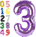 Numbers Balloon 40 Inch, 3 Year Old Birthday Decorations Girl, Purple Number 3 Ballon for 3, 13, 23, 35 Celebration, Men and Women Birthday, Wedding, Anniversary Decor