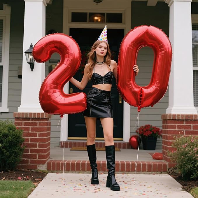 Red 0 Balloon Number Balloon 40 Inch, 0 Digital 0 Helium Balloons 10 20 30 40 50 100 Birthday Decorations Birthday Party Anniversary Supplies Decorations