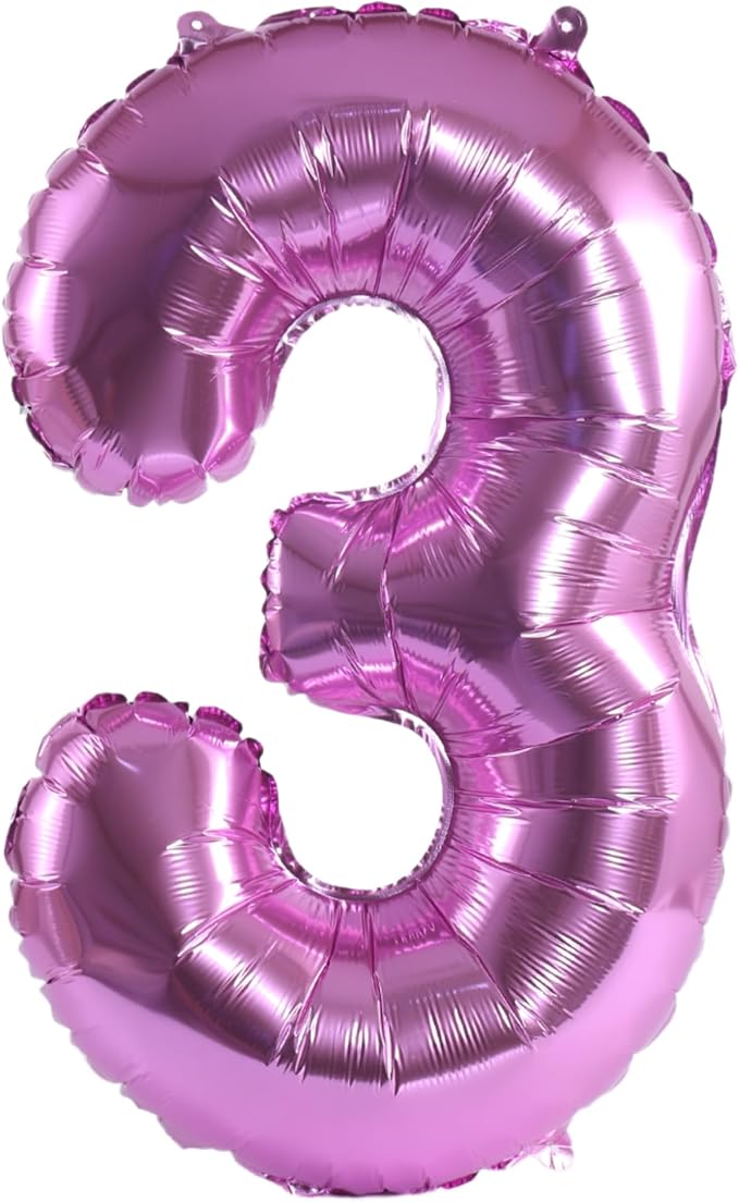 YPSelected 32 Inch Large Foil Helium Number Balloon Birthday Wedding Party 0-9 (Pink, 3)
