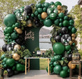 Black Green Gold Balloon Arch Kit, Double Stuffed Dark Emerald Green Black Gold Balloon Garland for Birthday Baby Shower Wedding Bridal Shower Wild One Graduation Bachelorette Jungle Party Decor