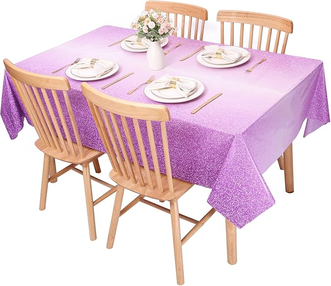 Kesfey 3 Packs Ombre Purple Tablecloth 54 x 108 Inch Gradient Pastel Purple Lavender Table Cloths Disposable Waterproof Plastic Purple Sprinkle Table Covers for Wedding Birthday Party Decorations