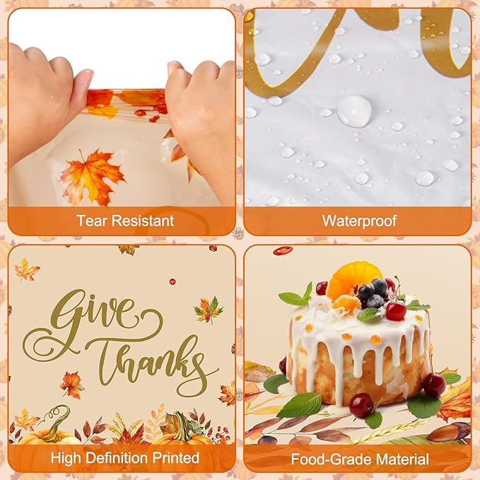 3 Pcs Thanksgiving Tablecloth Disposable - Fall Give Thanks Table cloth, Rectangle Plastic Maple Leaf Pumpkin Table Cover for Fall Harvest Thanksgiving Party Decorations Supplies Favors, 54x108 Inch