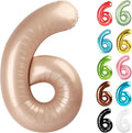Light Brown Number 6 Balloon 40 Inch, 6 Balloon Number, 6th Birthday Decorations, Light Brown Party Supplies for Boys Girls