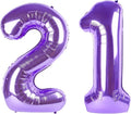 40 Inch Purple Number 21 Digital Balloon,Jumbo Mylar Foil Helium Balloon for 21 Balloons for Birthday Party,Wedding Anniversary Party Decorations