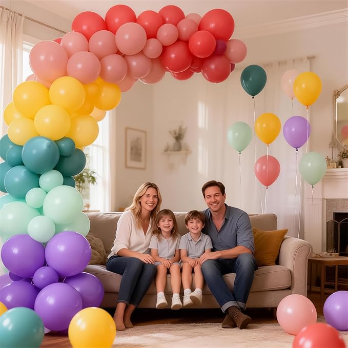 126PCS Muted Boho Rainbow Balloon Arch Garland Kit, Retro Dusty Pink Orange Mustard Yellow Sage Green Slate Blue Balloon for Groovy One Birthday Boho Baby Shower Back to School Daisy Party Decorations