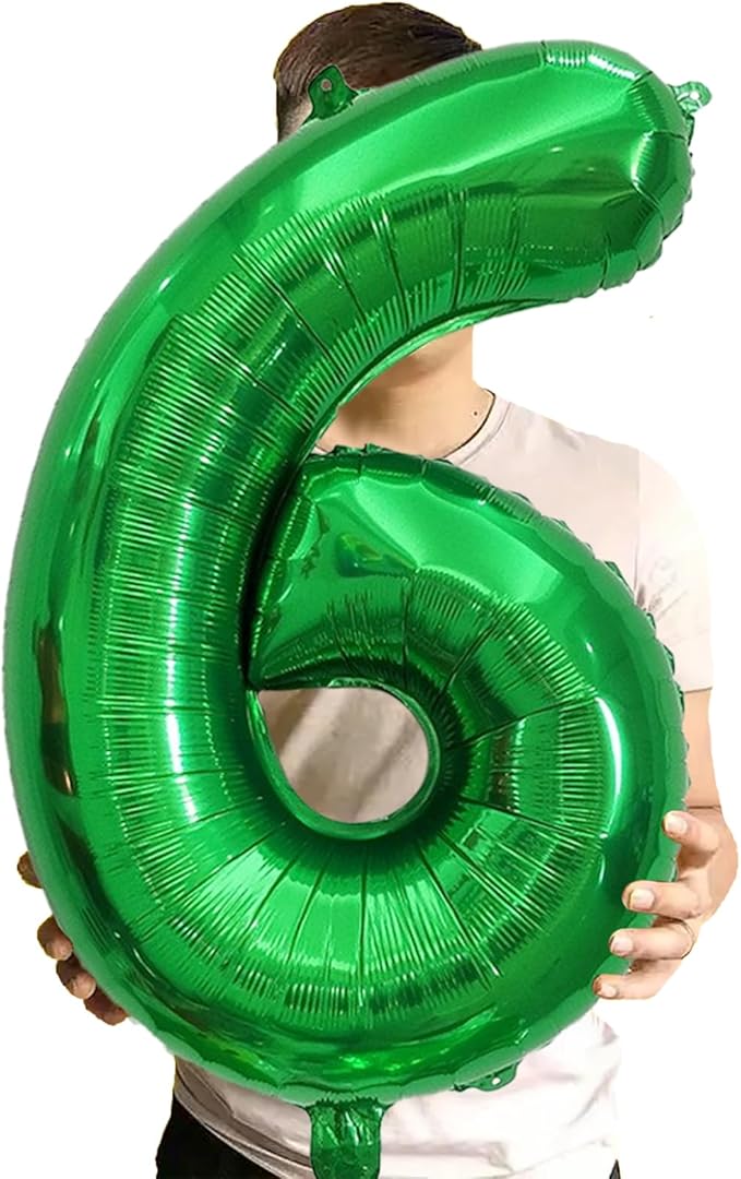 Number Balloons Green Party Balloon - Giant Number 6 Balloon, 40 Inch Large Balloon for St. Patrick's Day Games Theme Birthday Decoration, Girls Boys Party Supplies