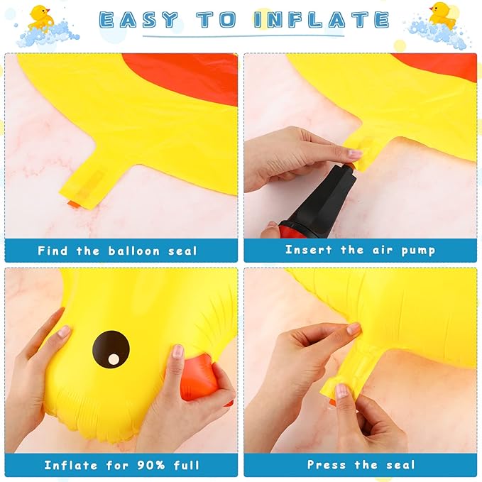 HyDren 113 Pcs Yellow Duck Balloon Arch Garland Kit 12 10 5 Inch Blue Yellow White Latex Balloons Mini Foil Balloons for Baby Shower Decorations rubber duck Themed Birthday Party Supplies