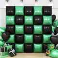 Black Green Square Foil Balloon Wall,25Pcs Double Sided Foil Balloons Backdrop Helium Tunnel Arch Garland Kit for Birthday Gradution Anniversary Baby Shower Party Decorations