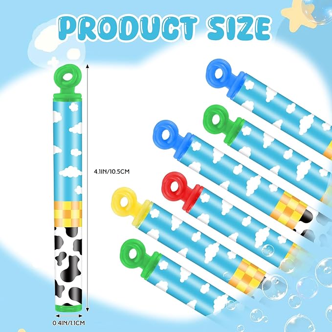 32 Pcs Story Party Favors Bubble Wands Blue Sky White Clouds and Cow Print Bubble Wand Party Favors for Adult Summer Activity Birthday Prizes Goodie Bag Stuffers Gifts Wedding Supplies
