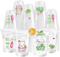 100 Pack Pink Golf Plastic Cups 12 oz Green Golf Ball Disposable Cups Spring Party Favor Drinking Cold Beverage Cup for Sports Birthday Party Supplies