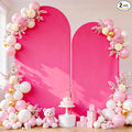 Hot Pink Arch Backdrop Covers - 6.6FT, 5FT Spandex Fitted Wedding Arch Stand Covers Round Top Chiara Arch Backdrop Cover for Valentines Wedding Birthday Party Decoration