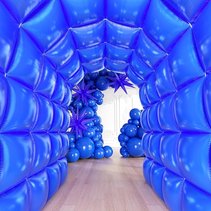50pcs Navy Blue Foil Balloons Wall Backdrop with 80pcs Dark Blue Balloon Garland Arch Kit, Double Sided Balloon Tunnel for Anniversary New Year Birthday Graduation Ribbon Party Decorations