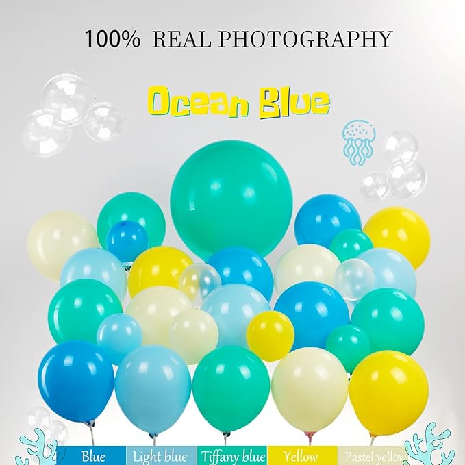 Sponge Cartoon balloons yellow and blue balloon garland arch kit 160+pcs with DIY Octopus balloon for Birthday baby shower Party decorations