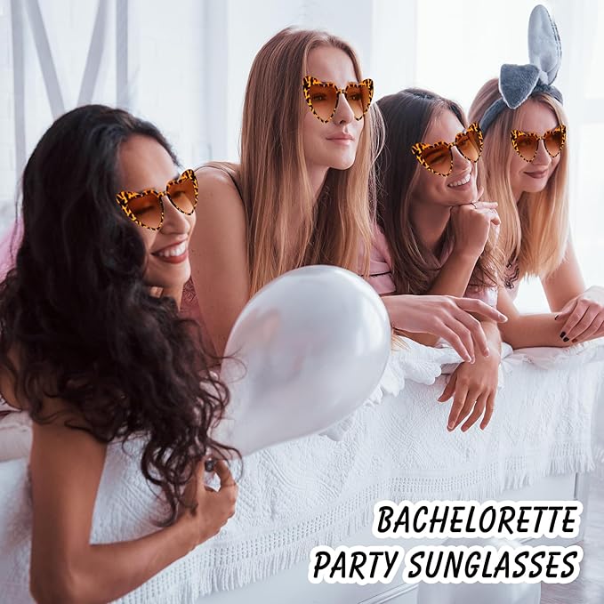 6 Pack Bachelorette Sunglasses Heart Shaped Sunglasses Vintage Heart Glasses for Women Wedding Party Decor