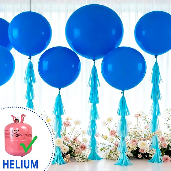 PartyWoo Royal Blue Balloons 4pcs of 36 Inch Dark Blue Latex Balloons for Wedding Baby Shower Gender Reveal Anniversary Graduation Under The Sea Men Birthday Bachelorette Party Decorations Blue-Y5