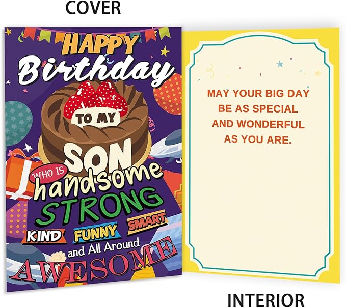 Birthday Card for Son, Funny Birthday Card to Son from Mom Dad,Bday Card for Sons Adult, Coolest Bday Gifts Ideas for Sons