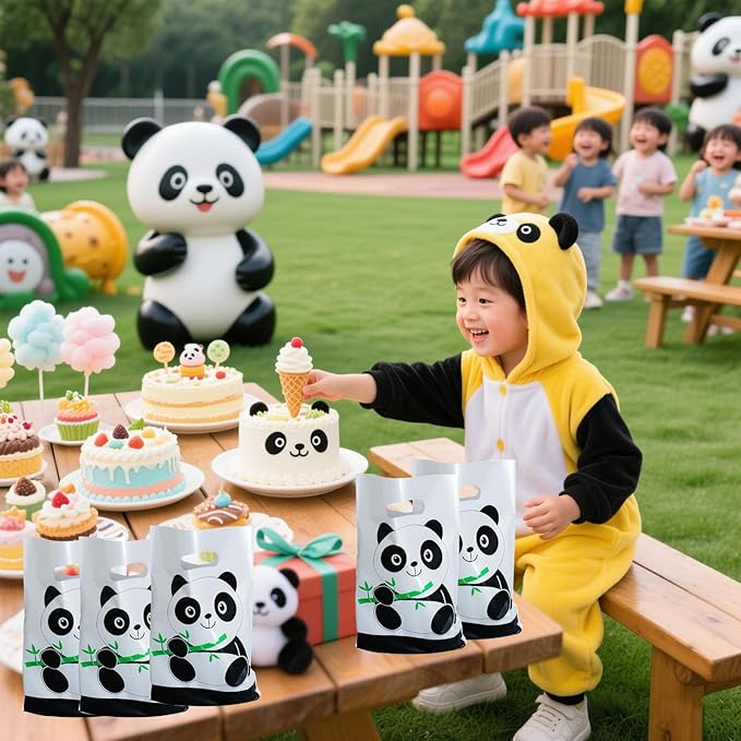 YYaaloa 30pcs Goodie Bags Party Favor Bags Plastic Candy Gift Bags Bulk for Birthday Baby shower Return Gift (Panda 30pcs)