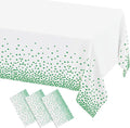 misaya 3 Packs Dot Disposable Table Cloth, 54 x 108 Inch Waterproof Plastic Tablecloth, Rectangle Green Dots in White Table Covers for Easter, Picnic, Birthday, Party