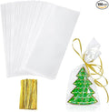 Yotelab Cellophane Treat Bags, 4x9 Inches Clear Cellophane Bags With Twist Ties,100 Pcs