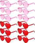 Photect 12 Pair Heart Shaped Sunglasses Neon Color Transparent Heart Glasses for Women Party Favor