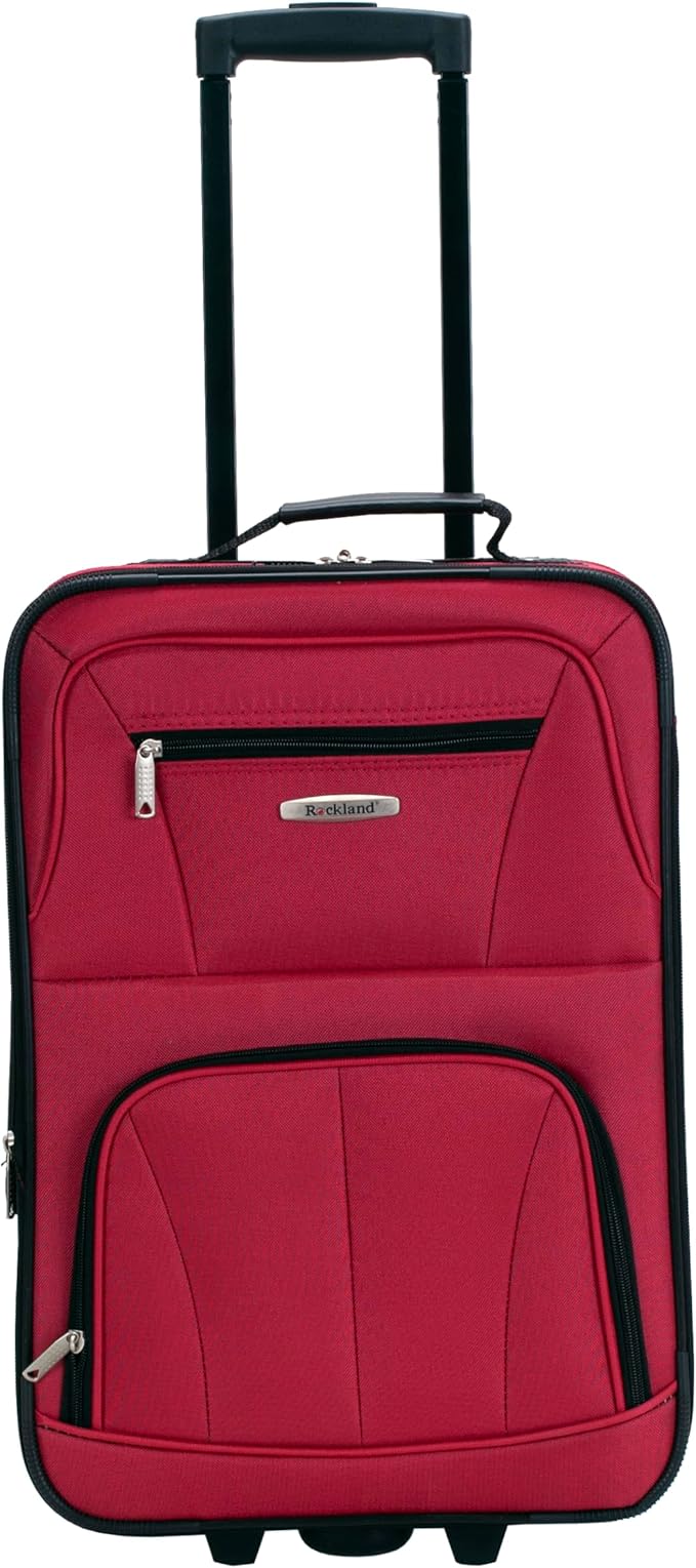 Rockland Fashion Softside 2 Piece Luggage Set, Expandable, (14" Tote/19" Upright), Red