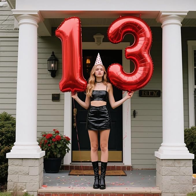 Red Number 3,Balloons 40 Inch Giant Foil Large 3 Number Balloons,Number 3 Digital 3 Helium Balloons 13 23 30 33 Numbers Birthday Decorations for Parties, Anniversaries Supplies Decorations