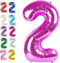 Big 40 Inch Rosy Purple 2 Number Balloon Birthday Decoration, 2026 Rosy Purple Number 2 Helium Balloons 12 20 22 23 24 26 28 32 42 Celebration, Boy Girl Baby Anniversary Party Graduations Supplies